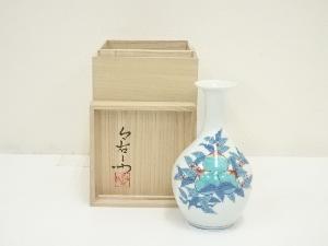 今泉今右衛門造　錦花絵花瓶（共箱）